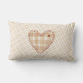 Adorable rustic tartan pattern with heart Brown ランバークッション (裏面)