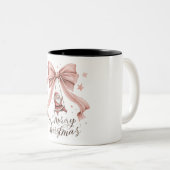 Adorable Santa Christmas Mug with Pink Bow ツートーンマグカップ (正面右)