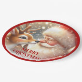 Adorable Santa Claus and Rudolph Party Plates ペーパープレート (アングル)