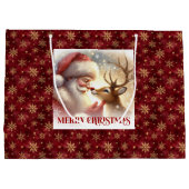 Adorable Santa Claus Rudolph Holiday Gift Bag ラージペーパーバッグ (裏面)