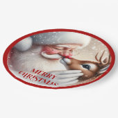Adorable Santa Claus Rudolph Kids Party Plates ペーパープレート (アングル)
