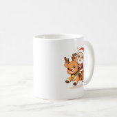 Adorable Santa & Reindeer Christmas Mug コーヒーマグカップ (正面右)