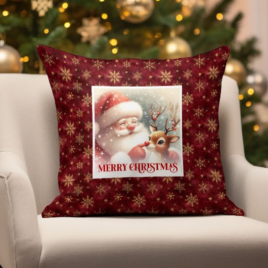 Adorable Santa Rudolph Xmas Pillow Holiday Spirit  クッション