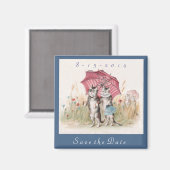 Adorable Save the Date Magnet - Cat Artヴィンテージ マグネット (正面/裏面)