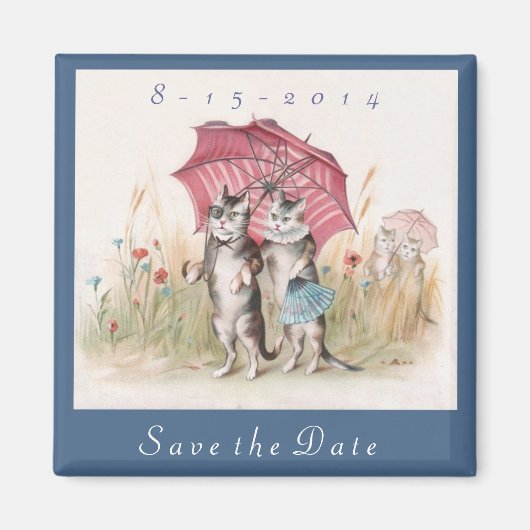 Adorable Save the Date Magnet - Cat Artヴィンテージ マグネット (正面)