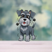 Adorable Schnauzer Pup Illustration With Big Eyes アクリルサイン (ニュートラル)