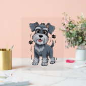 Adorable Schnauzer Pup Illustration With Big Eyes アクリルサイン (ウェディング)