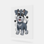 Adorable Schnauzer Pup Illustration With Big Eyes アクリルサイン (傾斜)