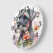 Adorable Schnauzer Puppy Dog ラージ壁時計 (傾斜)