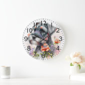 Adorable Schnauzer Puppy Dog ラージ壁時計 (ホーム)