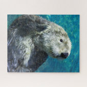 Adorable Sea Otter Cute Blue Water ジグソーパズル (横)