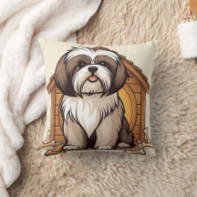 Adorable Shih Tzu Dog House Cartoon