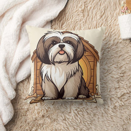 Adorable Shih Tzu Dog House Cartoon クッション