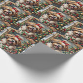 Adorable Shih Tzu Dog in Christmas Mug Cozy Art ラッピングペーパー (角)
