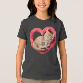 Adorable Sleeping Cat Furry Heart トライブレンドＴシャツ (正面)
