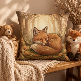 Adorable Sleeping Fox Forest Animals  クッション