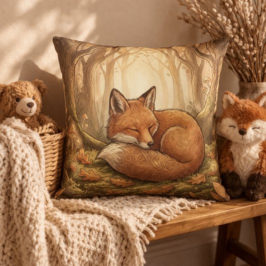 Adorable Sleeping Fox Forest Animals  クッション