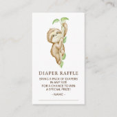 Adorable Sloth Baby Shower Diaper Raffle Ticket エンクロージャーカード (正面)