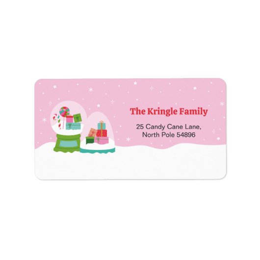 Adorable Snow Globes with Gifts and Candy in Pink ラベル (正面)