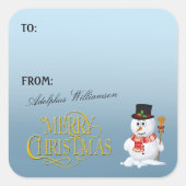 Adorable Snowman2 Christmas Gift Label スクエアシール (正面)