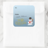 Adorable Snowman2 Christmas Gift Label スクエアシール (バッグ)