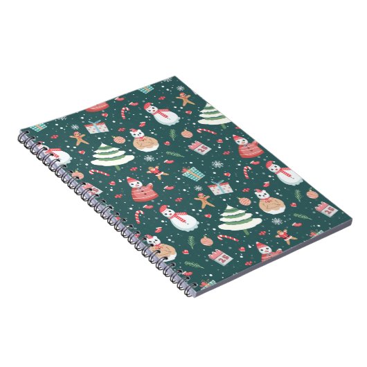 Adorable Snowman Christmas Pattern ノートブック (右側)