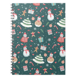 Adorable Snowman Christmas Pattern ノートブック
