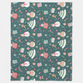 Adorable Snowman Christmas Pattern フリースブランケット (正面)
