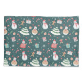 Adorable Snowman Christmas Pattern 枕カバー (裏面)
