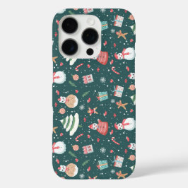 Adorable Snowman Christmas Pattern iPhone 16 Proケース