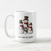 Adorable Snowman Family in Matching Hats & Scarves コーヒーマグカップ (左)