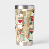 Adorable Snowman Hearts Winter 保温保冷タンブラー (背面)