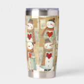 Adorable Snowman Hearts Winter 保温保冷タンブラー (正面)