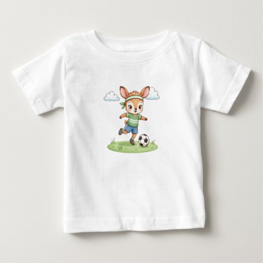Adorable Soccer Fawn Kids Graphic Tee ベビーTシャツ (正面)