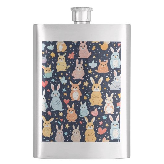 Adorable Soft Pastel Baby Animal Classic Flask フラスク (正面)