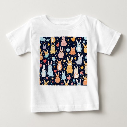 Adorable Soft Pastel Baby Animal T-Shirt ベビーTシャツ (正面)