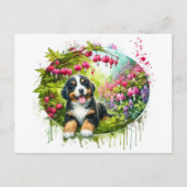 Adorable Spring Bernese Mountain Dog ポストカード (正面)