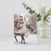 Adorable Squirrel Santa and the Reindeer ポストカード (スタンド正面)