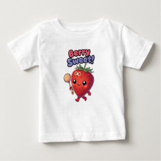 Adorable Strawberry with Maraca and 'Berry Sweet ベビーTシャツ