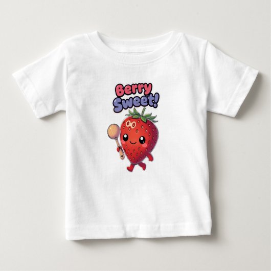 Adorable Strawberry with Maraca and 'Berry Sweet ベビーTシャツ (正面)