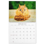Adorable Striped Chipmunks Wildlife Watercolor Art カレンダー (2月 2027)