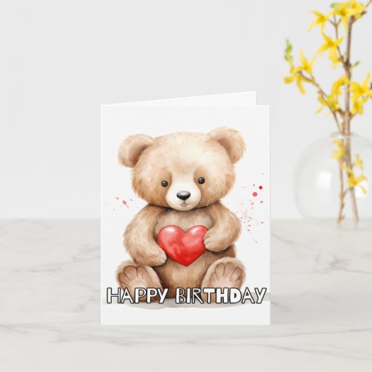 Adorable Stuffed Animal Happy Beautiful カード (黄色い花)