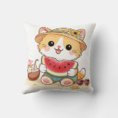 Adorable Summer Beach Cat  クッション (裏面)