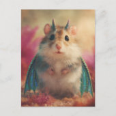 Adorable Sweet Hamster Dragon with Horns ポストカード (正面)