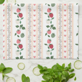 Adorable sweety old fashion botanical pattern キッチンタオル