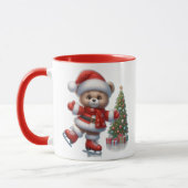 Adorable taza con osito y árbol de Navidad  マグカップ (左)