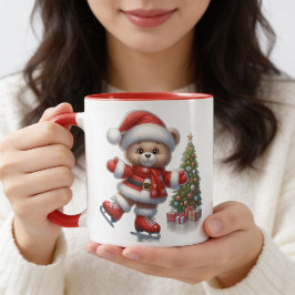Adorable taza con osito y árbol de Navidad マグカップ