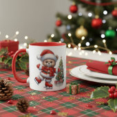 Adorable taza con osito y árbol de Navidad  マグカップ