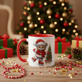 Adorable taza con osito y árbol de Navidad  マグカップ