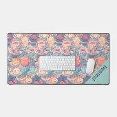Adorable Tea Party Doodle Collage, デスクマット (キーボード&マウス)